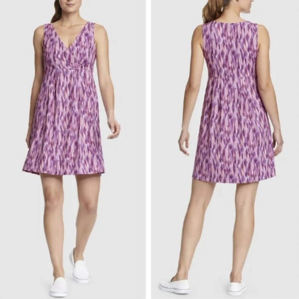Eddie Bauer Women’s Faux Wrap V-neck Sleeveless Bodice Active Dress Size Medium